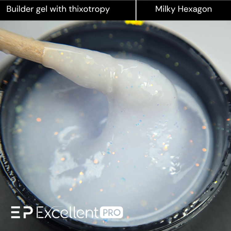 Excellent PRO Thixotropy gel with effect Milky Hexagon 50g