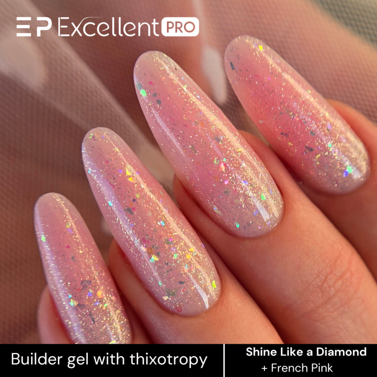 Excellent PRO Thixotropy gel with effect shine like a diamond 15g