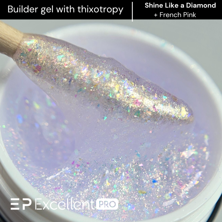 Excellent PRO Thixotropy gel with effect shine like a diamond 15g