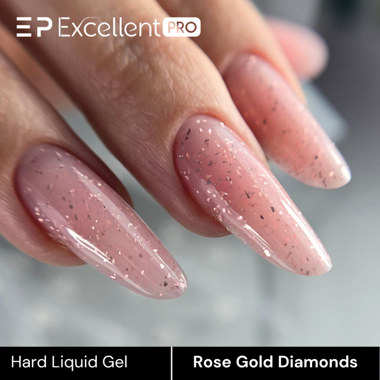 Excellent PRO Hard Liquid Gel Rose Gold Diamonds 30g