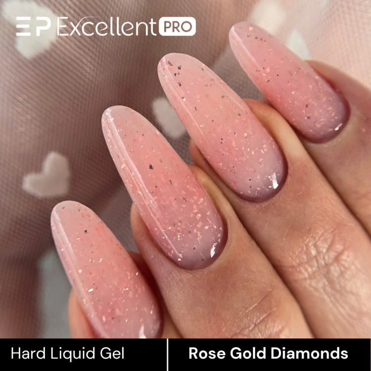 Excellent PRO Hard Liquid Gel Rose Gold Diamonds 30g