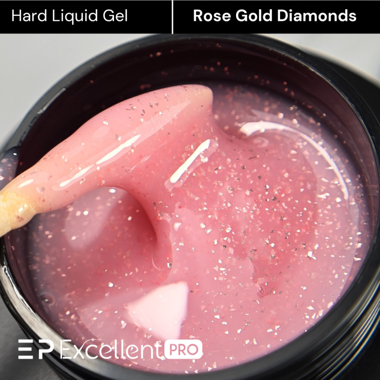 Excellent PRO Hard Liquid Gel Rose Gold Diamonds 30g