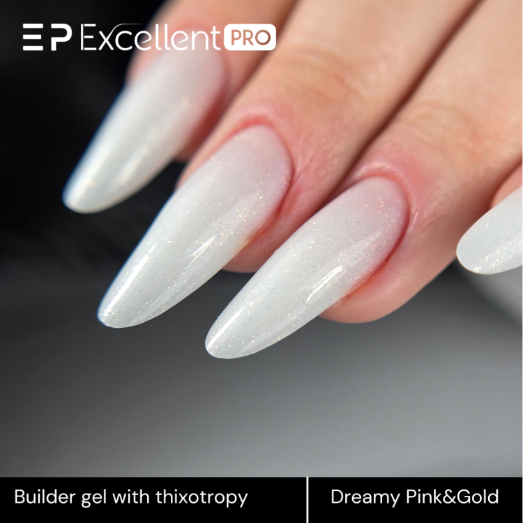Excellent PRO Thixotropy gel with effect Dreamy Pink&amp;Gold
