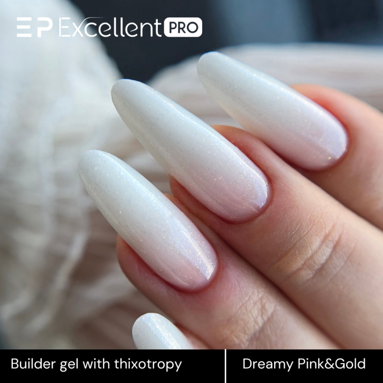 Excellent PRO Thixotropy gel with effect Dreamy Pink&amp;Gold
