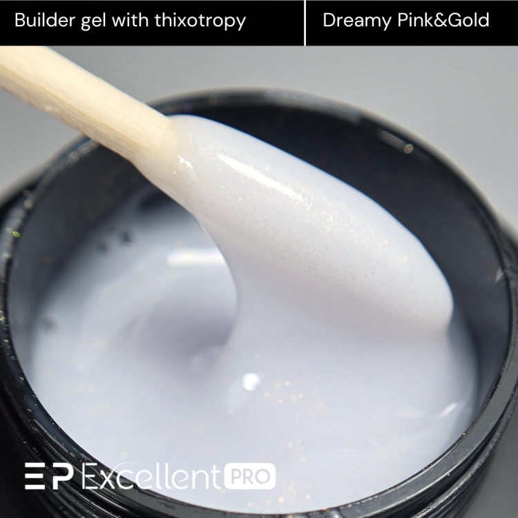 Excellent PRO Thixotropy gel with effect Dreamy Pink&amp;Gold