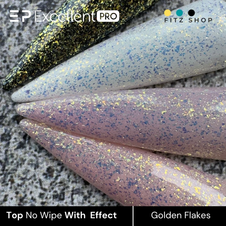 Excellent PRO Top No Wipe With Effect GOLDEN FLAKES 11g